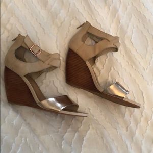 Seyechelles cream leather and rose gold wedge- 8